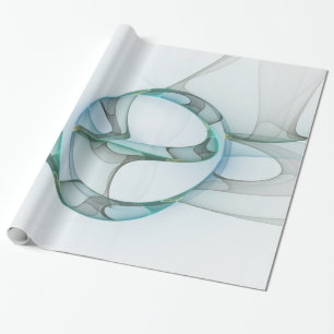 Modern Abstract Fractal Art Blue Turquoise Gray Cadeaupapier
