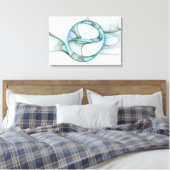 Modern Abstract Fractal Art Blue Turquoise Gray Canvas Afdruk (Insitu (Slaapkamer))