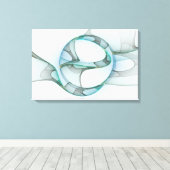 Modern Abstract Fractal Art Blue Turquoise Gray Canvas Afdruk (Insitu (Houten vloer))