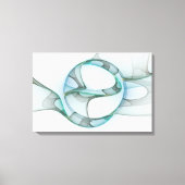 Modern Abstract Fractal Art Blue Turquoise Gray Canvas Afdruk (Voorkant)