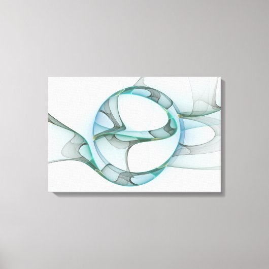 Modern Abstract Fractal Art Blue Turquoise Gray Canvas Afdruk (Voorkant)