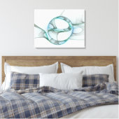 Modern Abstract Fractal Art Blue Turquoise Gray Canvas Afdruk (Insitu (Slaapkamer))