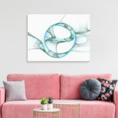 Modern Abstract Fractal Art Blue Turquoise Gray Canvas Afdruk (Insitu (Woonkamer))
