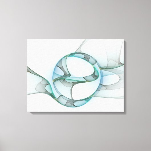 Modern Abstract Fractal Art Blue Turquoise Gray Canvas Afdruk (Voorkant)