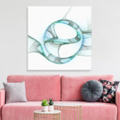 Modern Abstract Fractal Art Blue Turquoise Gray Canvas Afdruk (Insitu (Woonkamer))