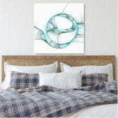 Modern Abstract Fractal Art Blue Turquoise Gray Canvas Afdruk (Insitu (Slaapkamer))