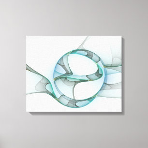 Modern Abstract Fractal Art Blue Turquoise Gray Canvas Afdruk