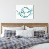 Modern Abstract Fractal Art Blue Turquoise Gray Canvas Afdruk (Insitu (Slaapkamer))