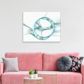 Modern Abstract Fractal Art Blue Turquoise Gray Canvas Afdruk (Insitu (Woonkamer))