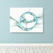 Modern Abstract Fractal Art Blue Turquoise Gray Canvas Afdruk (Insitu (Houten vloer))