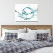 Modern Abstract Fractal Art Blue Turquoise Gray Canvas Afdruk (Insitu (Slaapkamer))