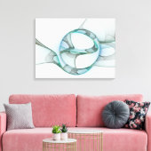 Modern Abstract Fractal Art Blue Turquoise Gray Canvas Afdruk (Insitu (Woonkamer))