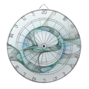 Modern Abstract Fractal Art Blue Turquoise Gray Dartbord