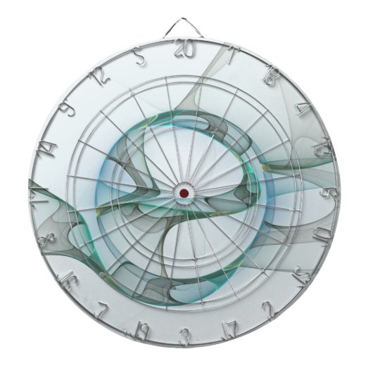 Modern Abstract Fractal Art Blue Turquoise Gray Dartbord (Voorkant)