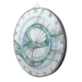 Modern Abstract Fractal Art Blue Turquoise Gray Dartbord (Voorkant Rechts)