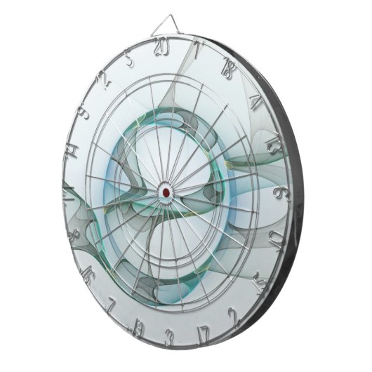 Modern Abstract Fractal Art Blue Turquoise Gray Dartbord (Voorkant Rechts)