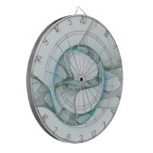 Modern Abstract Fractal Art Blue Turquoise Gray Dartbord (Voorkant Links)