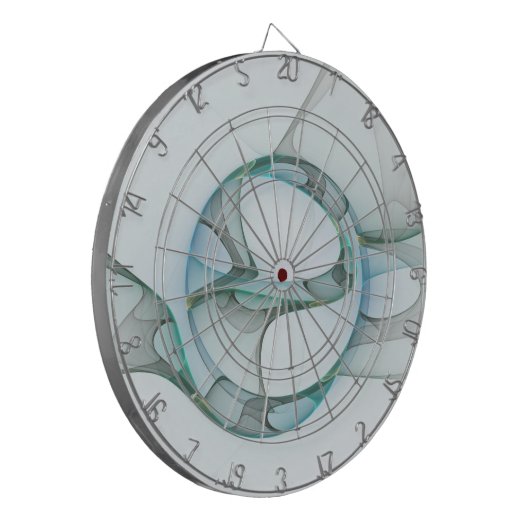 Modern Abstract Fractal Art Blue Turquoise Gray Dartbord (Voorkant Links)