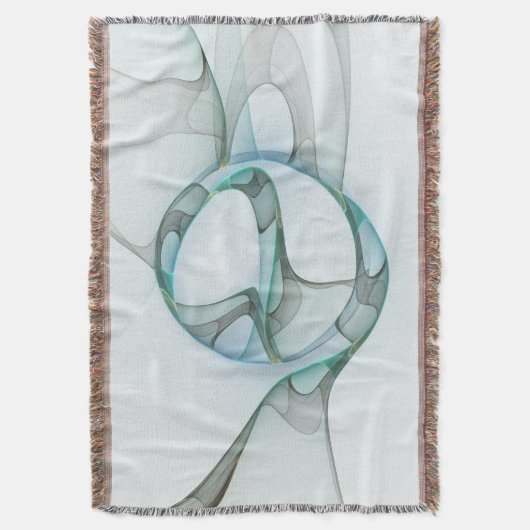 Modern Abstract Fractal Art Blue Turquoise Gray Deken (Voorkant Verticaal)