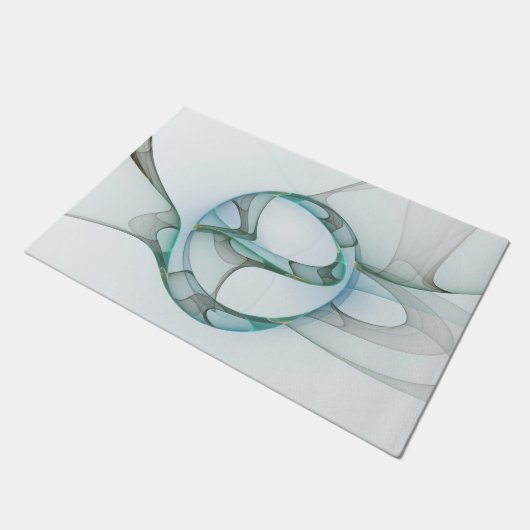 Modern Abstract Fractal Art Blue Turquoise Gray Deurmat (Schuin)