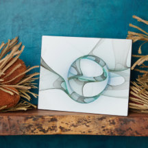 Modern Abstract Fractal Art Blue Turquoise Gray