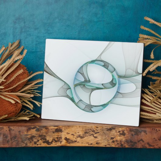 Modern Abstract Fractal Art Blue Turquoise Gray Fotoplaat (Zijkant)