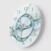 Modern Abstract Fractal Art Blue Turquoise Gray Grote Klok (Hoek)