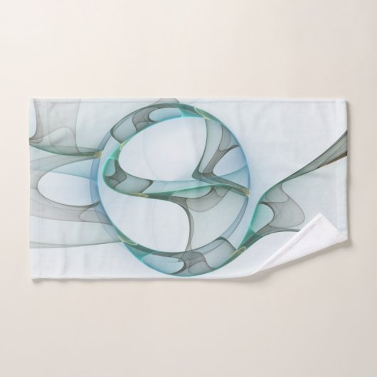 Modern Abstract Fractal Art Blue Turquoise Gray Handdoek (Handdoek)