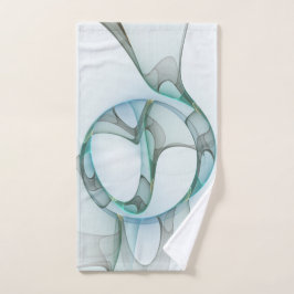 Modern Abstract Fractal Art Blue Turquoise Gray Handdoek