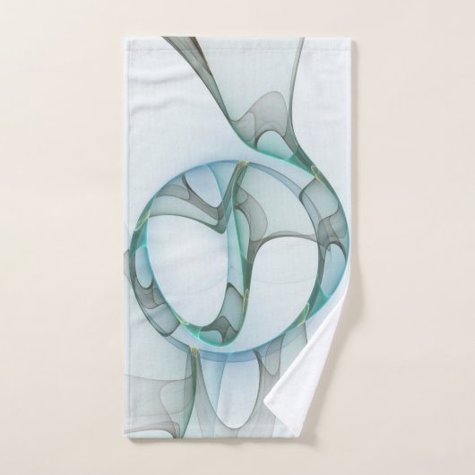 Modern Abstract Fractal Art Blue Turquoise Gray Handdoek (Handdoek)