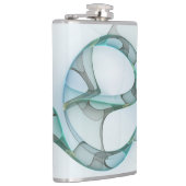 Modern Abstract Fractal Art Blue Turquoise Gray Heupfles (Rechts)