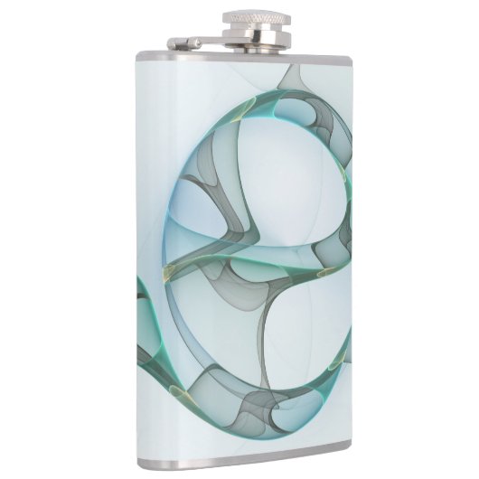 Modern Abstract Fractal Art Blue Turquoise Gray Heupfles (Rechts)