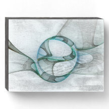 Modern Abstract Fractal Art Blue Turquoise Gray