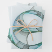 Modern Abstract Fractal Art Blue Turquoise Gray Inpakpapier Vel (In situ)