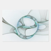 Modern Abstract Fractal Art Blue Turquoise Gray Inpakpapier Vel (Voorkant)