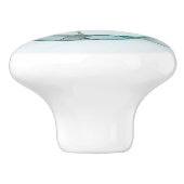 Modern Abstract Fractal Art Blue Turquoise Gray Keramische Knop (Zijkant)