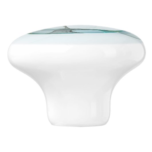 Modern Abstract Fractal Art Blue Turquoise Gray Keramische Knop (Zijkant)