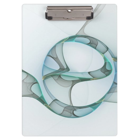 Modern Abstract Fractal Art Blue Turquoise Gray Klembord (Voorkant)