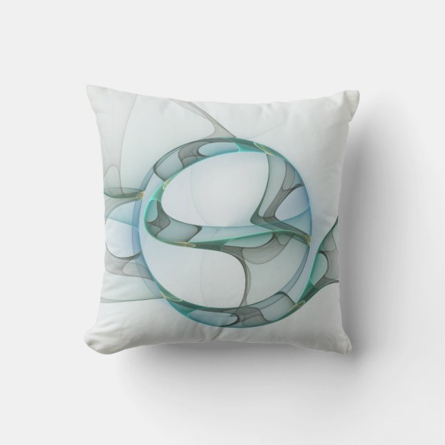 Modern Abstract Fractal Art Blue Turquoise Gray Kussen (Voorkant)