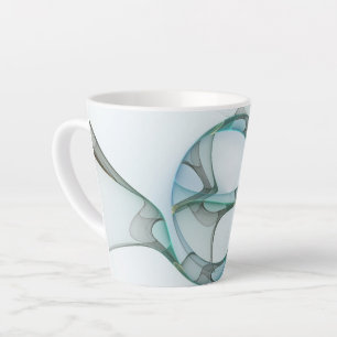 Modern Abstract Fractal Art Blue Turquoise Gray Latte Mok