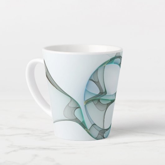 Modern Abstract Fractal Art Blue Turquoise Gray Latte Mok (Linkerhoek)
