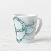 Modern Abstract Fractal Art Blue Turquoise Gray Latte Mok (Rechterhoek)
