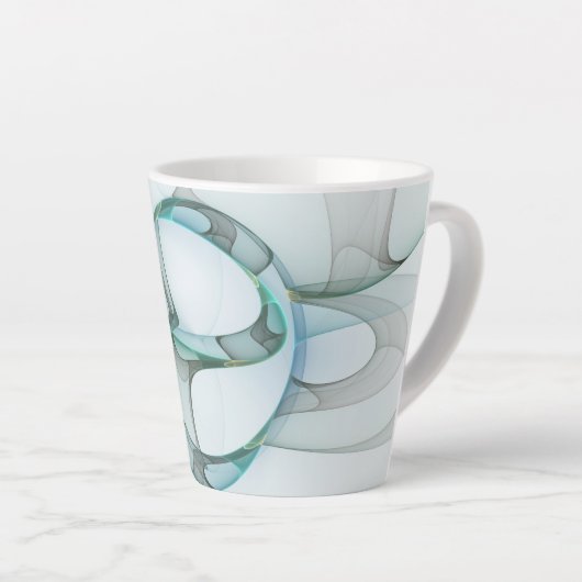 Modern Abstract Fractal Art Blue Turquoise Gray Latte Mok (Rechterhoek)