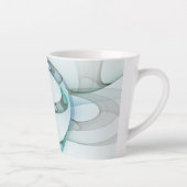 Modern Abstract Fractal Art Blue Turquoise Gray Latte Mok (Rechts)