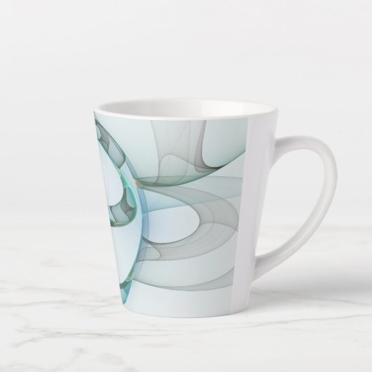 Modern Abstract Fractal Art Blue Turquoise Gray Latte Mok (Rechts)