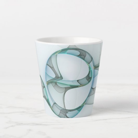 Modern Abstract Fractal Art Blue Turquoise Gray Latte Mok (Voorkant)