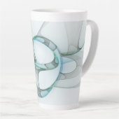 Modern Abstract Fractal Art Blue Turquoise Gray Latte Mok (Rechterhoek)