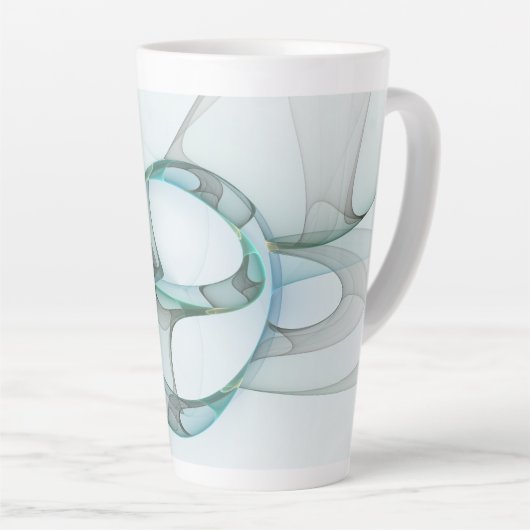 Modern Abstract Fractal Art Blue Turquoise Gray Latte Mok (Rechterhoek)