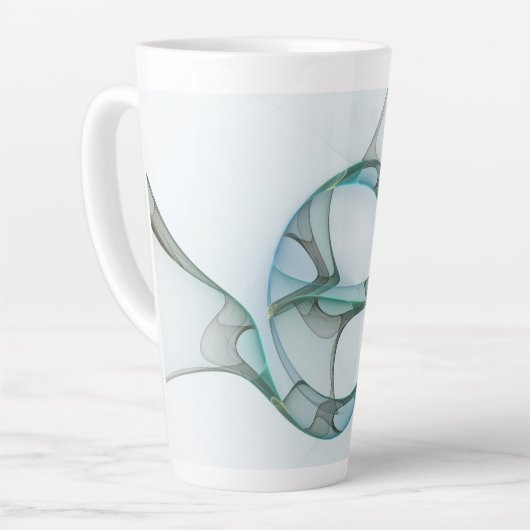 Modern Abstract Fractal Art Blue Turquoise Gray Latte Mok (Linkerhoek)