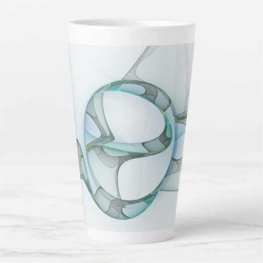 Modern Abstract Fractal Art Blue Turquoise Gray Latte Mok (Voorkant)